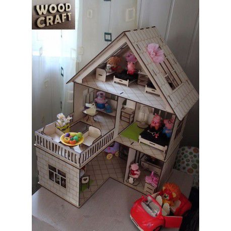 طرح قالب خانه طبقه برش لیزری - laser cut 3 floor house template ve - برای دستگاه CNC چوب و لیزر (سی ان سی)