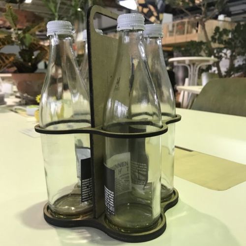 طرح برش لیزری بطری حامل - laser cut 4 bottle carrier ve - برای دستگاه CNC چوب و لیزر (سی ان سی)
