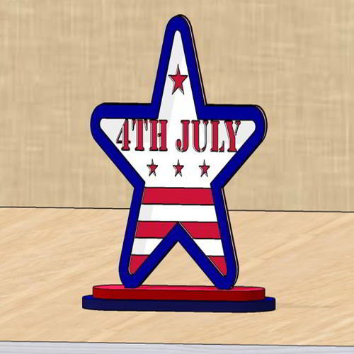 طرح برش لیزری چهارم ژوئیه ستاره پایه - laser cut 4th of july star stand - برای دستگاه CNC چوب و لیزر (سی ان سی)