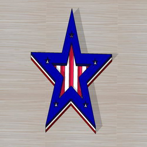 طرح برش لیزری چهارم ژوئیه چوب نشان - laser cut 4th of july wood badge - برای دستگاه CNC چوب و لیزر (سی ان سی)