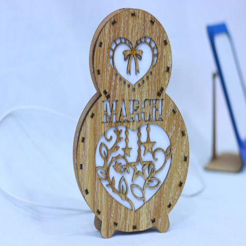 طرح چراغ روز زنان هشتم مارس برش لیزری دکور - laser cut 8 march lamp women day decor - برای دستگاه CNC چوب و لیزر (سی ان سی)