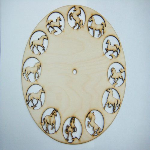 طرح ساعت اسب برش لیزری وسیله - laser cut 12 horses clock ve - برای دستگاه CNC چوب و لیزر (سی ان سی)