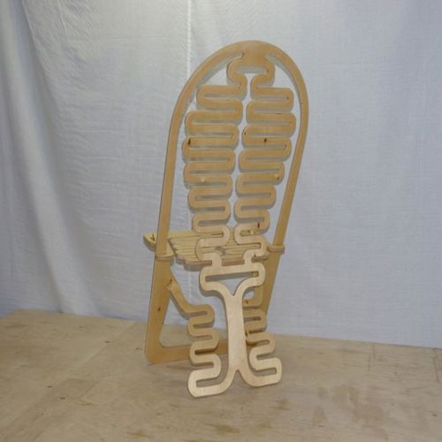 طرح مدل صندلی تاشو با طرح انتزاعی برش لیزری - laser cut abstract design folding chair model ve - برای دستگاه CNC چوب و لیزر (سی ان سی)