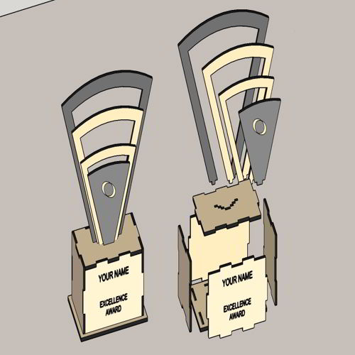 طرح قالب برش لیزری آبسترکت جایزه تمایز کسب وکار جایزه - laser cut abstract trophy template business distinction trophy award - برای دستگاه CNC چوب و لیزر (سی ان سی)
