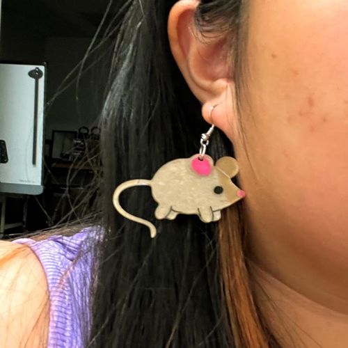 طرح گوشواره‌های اکریلیک برش لیزری طرح موش قاب - laser cut acrylic mice earrings ve - برای دستگاه CNC چوب و لیزر (سی ان سی)