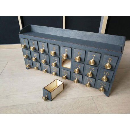 طرح تقویم ظهور برش لیزری جعبه میلی‌متری اندازه cm - laser cut advent calendar 3mm box size 8x4x4cm ve - برای دستگاه CNC چوب و لیزر (سی ان سی)