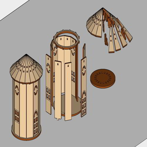 طرح laser-cut-african-cottage-house-christmas-night-light-lamp-tealight-holder-gift-3mm-ve