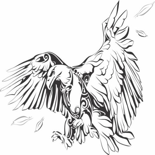طرح برش لیزری حیوان عقاب خط هنر - laser cut animal eagle line art - برای دستگاه CNC چوب و لیزر (سی ان سی)