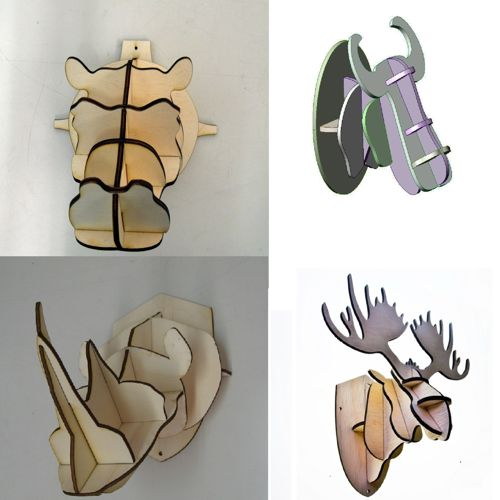 طرح برش لیزری سر حیوانات میلی متر - laser cut animal head 4mm ve - برای دستگاه CNC چوب و لیزر (سی ان سی)