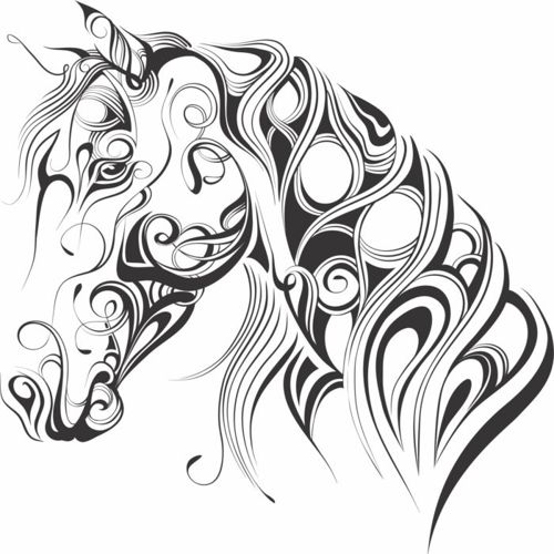 طرح برش لیزری حیوان اسب خط هنری - laser cut animal horse line art - برای دستگاه CNC چوب و لیزر (سی ان سی)