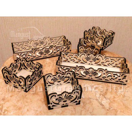 طرح قالب‌های جعبه سینی های اسلیمی برش لیزری - laser cut arabesque art box trays templates ve - برای دستگاه CNC چوب و لیزر (سی ان سی)