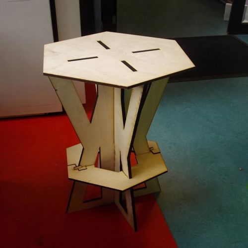 طرح چهارپایه مونتاژ برش لیزری 9mm plywood - laser cut assembly stool 9mm plywood - برای دستگاه CNC چوب و لیزر (سی ان سی)
