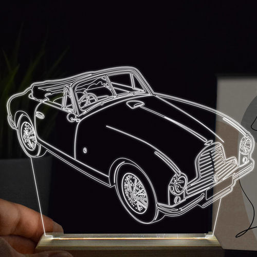 طرح برش لیزری آستون مارتین سه بعدی شب نور - laser cut aston martin 3d night light ve - برای دستگاه CNC چوب و لیزر (سی ان سی)