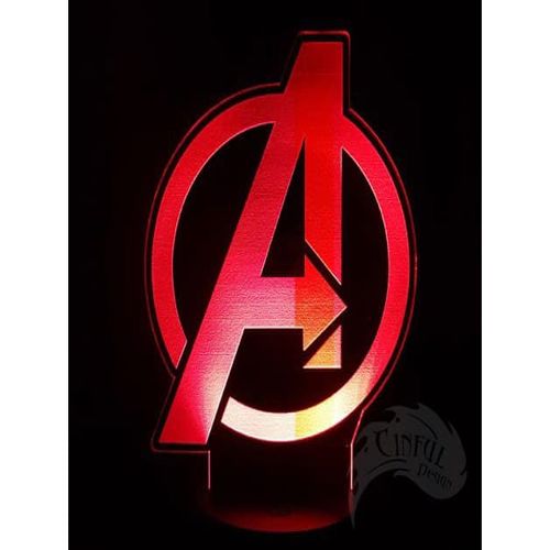 طرح برش لیزری انتقام‌جویان لوگو چراغ LED صفحه - laser cut avengers logo led lamp plate - برای دستگاه CNC چوب و لیزر (سی ان سی)
