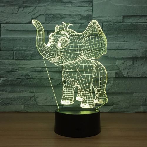 طرح برش لیزری فیل بچه سه بعدی چراغ شب میز سه بعدی نوری توهم لامپ - laser cut baby elephant 3d night light desk 3d optical illusion lamp - برای دستگاه CNC چوب و لیزر (سی ان سی)