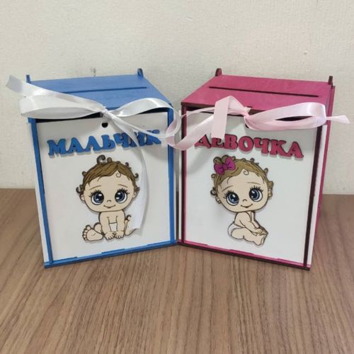 طرح قالب کارت جعبه جشن سکس با لیزر برش - laser cut baby shower card box template ve - برای دستگاه CNC چوب و لیزر (سی ان سی)