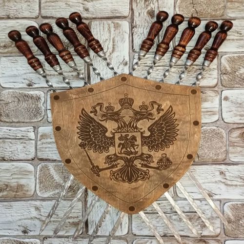 طرح سیخ‌های کباب‌پزی برش‌خورده با لیزر قفسه دیواری چوبی سپر پلاک - laser cut barbecue skewers wall storage rack wood shield plaque ve - برای دستگاه CNC چوب و لیزر (سی ان سی)