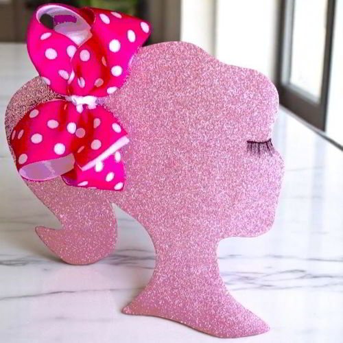 طرح برش لیزری باربی مو پاپیون نمایش - laser cut barbie hair bow display ve - برای دستگاه CNC چوب و لیزر (سی ان سی)