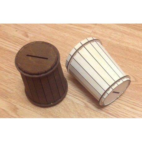 طرح برش لیزری بشکه قلک - laser cut barrel piggy bank ve - برای دستگاه CNC چوب و لیزر (سی ان سی)