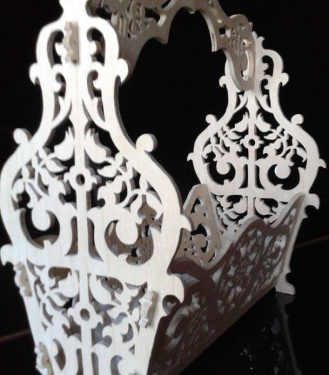 طرح سبد برش خورده با دسته جا گلدان - laser cut basket with handle planter flower box ve - برای دستگاه CNC چوب و لیزر (سی ان سی)