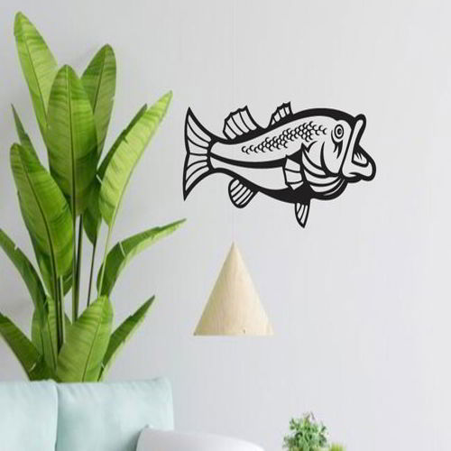 طرح برش لیزری ماهی ماهی سیلوئت دیواری هنری - laser cut bass fish silhouette wall art ve - برای دستگاه CNC چوب و لیزر (سی ان سی)