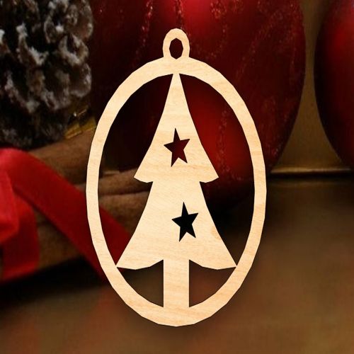 طرح تزیینات برش لیزری کریسمس درخت کریسمس - laser cut bauble christmas tree ornament decorations - برای دستگاه CNC چوب و لیزر (سی ان سی)