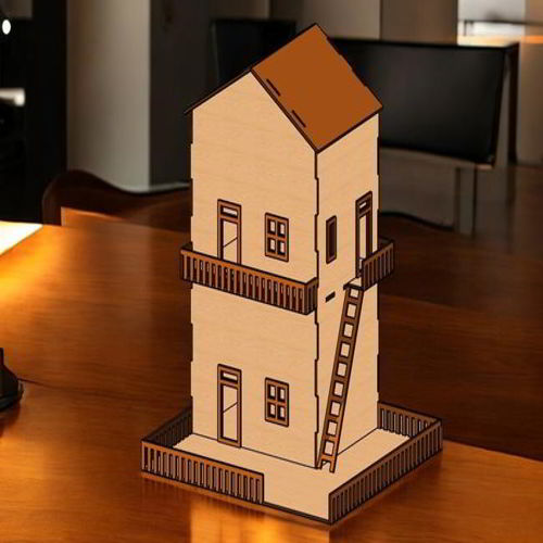 طرح پروژه خانه مینیاتوری زیبا با برش لیزری برای مدرسه - laser cut beautiful miniature house for school project - برای دستگاه CNC چوب و لیزر (سی ان سی)