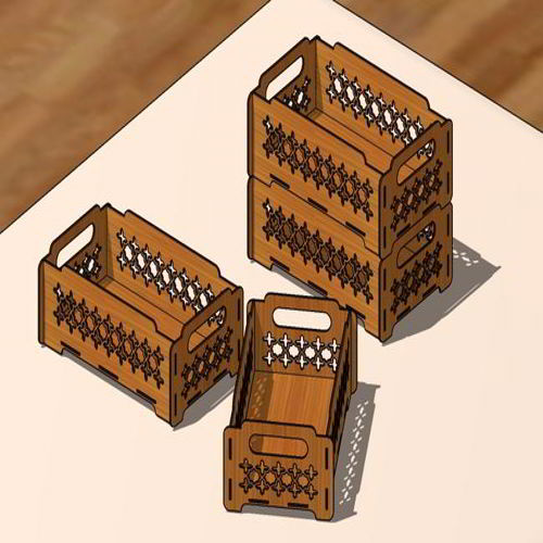 طرح جعبه زیبا برش خورده شدنی با برش لیزری سبد نگهداری - laser cut beautiful stackable box storage basket ve - برای دستگاه CNC چوب و لیزر (سی ان سی)