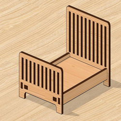 طرح برش لیزری تخت اسباب بازی خانه عروسکی مبلمان - laser cut bed toy dollhouse furniture - برای دستگاه CNC چوب و لیزر (سی ان سی)