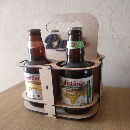 طرح برش لیزری جا نگهدارنده نوشیدنی بسته میلی متری - laser cut beer holder 4 packs 3mm - برای دستگاه CNC چوب و لیزر (سی ان سی)
