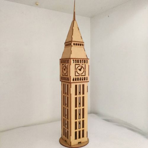 طرح مدل سه بعدی بیگ بن با برش لیزری - laser cut big ben 3d model ve - برای دستگاه CNC چوب و لیزر (سی ان سی)