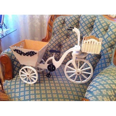 طرح دوچرخه برش خورده با سبد وسیله برش لیزری - laser cut bike bicycle with basket ve - برای دستگاه CNC چوب و لیزر (سی ان سی)