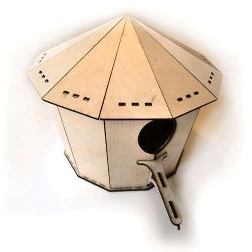 طرح خانه پرنده برش لیزری تخته سه لا میلی متری تخته سه لا - laser cut bird house 2mm plywood - برای دستگاه CNC چوب و لیزر (سی ان سی)