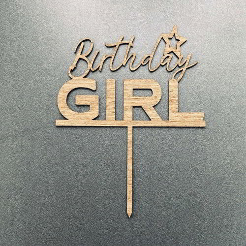 طرح برش لیزری کیک تولد دختر روی کیک - laser cut birthday girl cake topper ve - برای دستگاه CNC چوب و لیزر (سی ان سی)