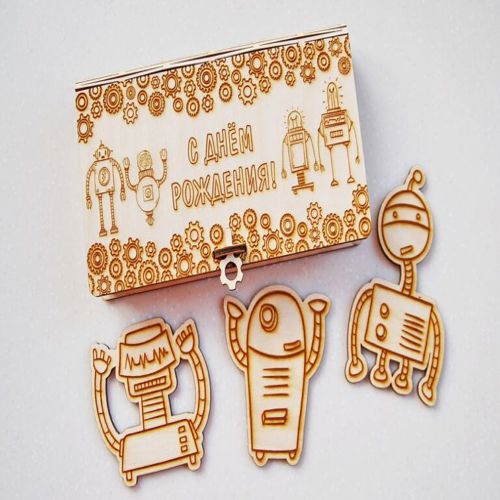 طرح جعبه کادوی چوبی تولد برش لیزری - laser cut birthday wooden gift box ve - برای دستگاه CNC چوب و لیزر (سی ان سی)
