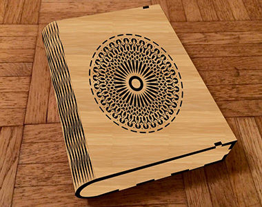 طرح جعبه کتاب برش لیزری ماندالا حکاکی - laser cut book box mandala engraved ve - برای دستگاه CNC چوب و لیزر (سی ان سی)