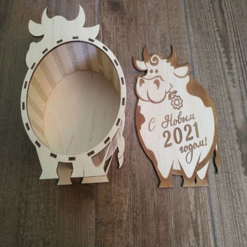 طرح جعبه برش لیزری گاو نر - laser cut box bull - برای دستگاه CNC چوب و لیزر (سی ان سی)
