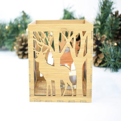 طرح جعبه برش لیزری لامپ گوزن در جنگل - laser cut box lamp deer in the forest ve - برای دستگاه CNC چوب و لیزر (سی ان سی)