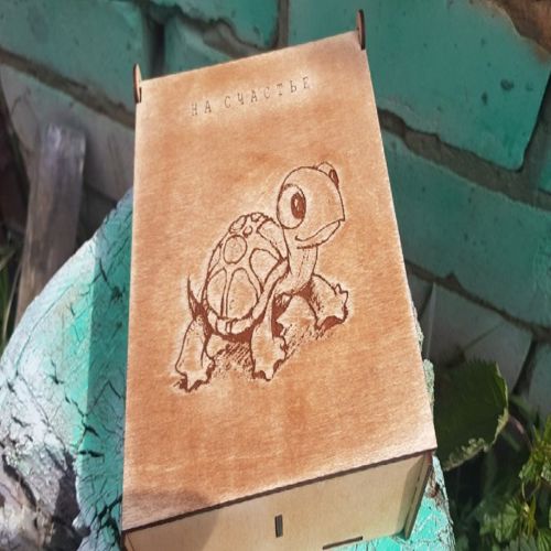 طرح جعبه برش لیزری با حکاکی لاک‌پشت میلی‌متر - laser cut box with turtle engraved 3mm ve - برای دستگاه CNC چوب و لیزر (سی ان سی)