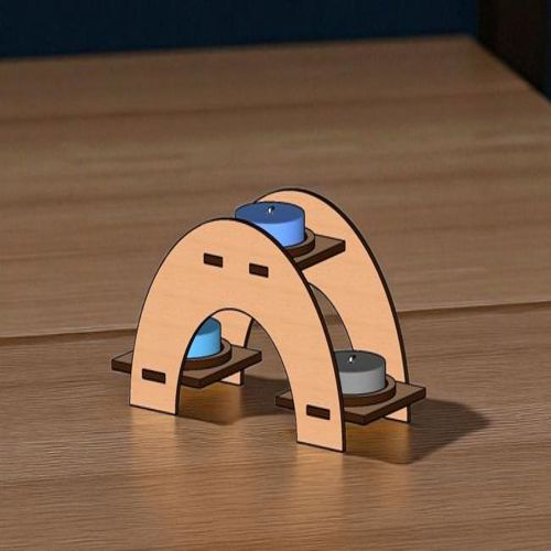 طرح جاشمعی پل شکل برش لیزری - laser cut bridge shaped candle holder ve - برای دستگاه CNC چوب و لیزر (سی ان سی)