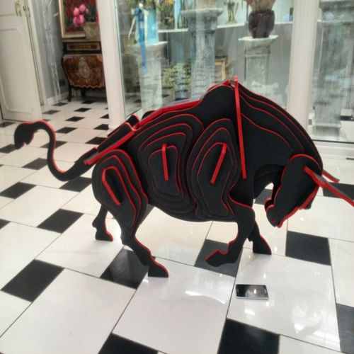 طرح برش لیزری گاو نر ساخت خودم پازل سه بعدی پارچه - laser cut bull diy 3d puzzle - برای دستگاه CNC چوب و لیزر (سی ان سی)