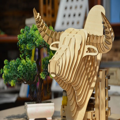 طرح برش لیزری سر گاو نر دیوار دکوراسیون - laser cut bull head wall decor ve - برای دستگاه CNC چوب و لیزر (سی ان سی)