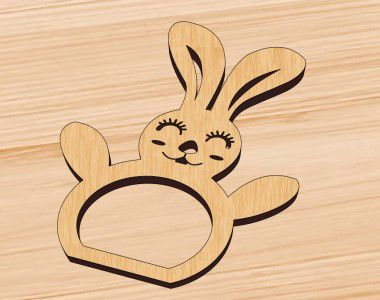 طرح برش لیزری اسم حیوان دست اموز جا دستمال سفره حلقه - laser cut bunny napkin holder ring ve - برای دستگاه CNC چوب و لیزر (سی ان سی)