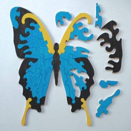 طرح قالب پازل پروانه برش لیزری برای بچه‌ها - laser cut butterfly jigsaw puzzle for kids template ve - برای دستگاه CNC چوب و لیزر (سی ان سی)