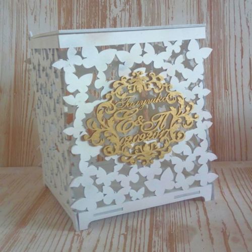 طرح کارت عروسی پروانه برش لیزری جعبه - laser cut butterfly wedding card box ve - برای دستگاه CNC چوب و لیزر (سی ان سی)