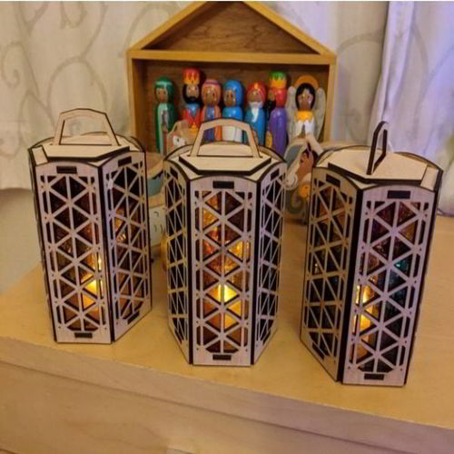 طرح برش لیزری شمع نور چوبی لامپ - laser cut candle light wooden lamp - برای دستگاه CNC چوب و لیزر (سی ان سی)