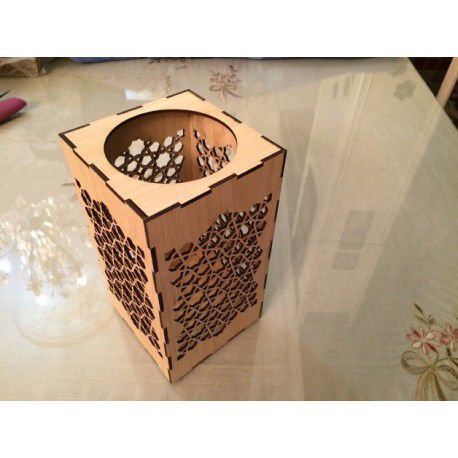 طرح جعبه جاشمعی برش لیزری جعبه - laser cut candles holder box - برای دستگاه CNC چوب و لیزر (سی ان سی)