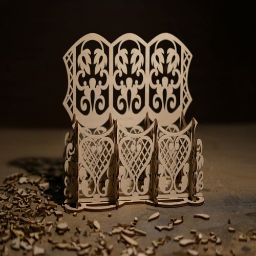 طرح میز چوبی برش خورده شده با لیزر وسیله نگهدارنده - laser cut carved wood desk organizer ve - برای دستگاه CNC چوب و لیزر (سی ان سی)