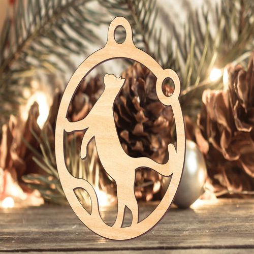 طرح برش لیزری گربه کریسمس تزئینات - laser cut cat christmas baubles ornaments ve - برای دستگاه CNC چوب و لیزر (سی ان سی)
