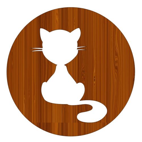 طرح برش لیزری گربه چوب گرد جاکلیدی برچسب - laser cut cat wood round keychain tag ve - برای دستگاه CNC چوب و لیزر (سی ان سی)